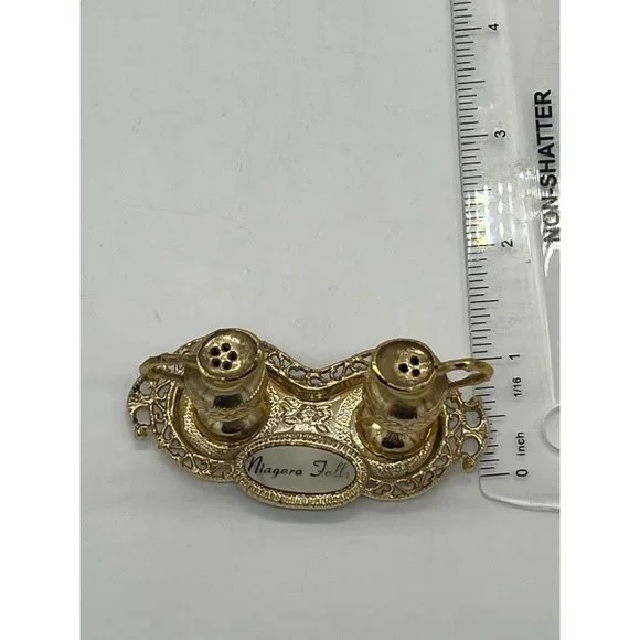 Mini Niagra Falls Souvenir Elegant Jar Salt and Pepper Shakers w/Tray - Picture 5 of 6